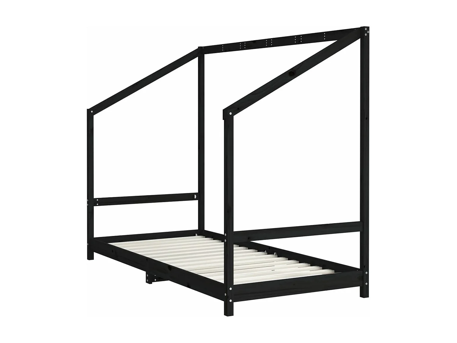 Struttura letto per bambini nera 2x(90x200) cm in legno di pino massiccio