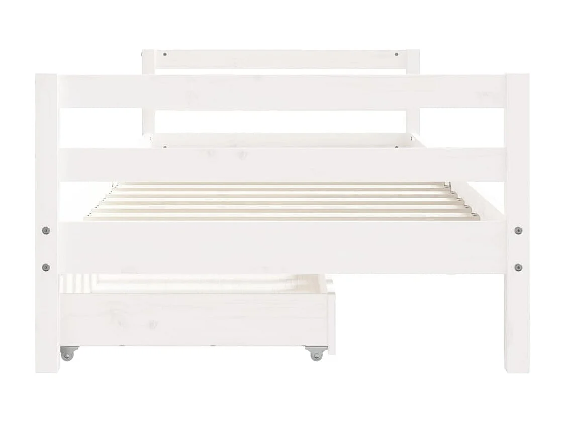Estructura de cama infantil con cajones de madera maciza de pino blanco 80x200 cm