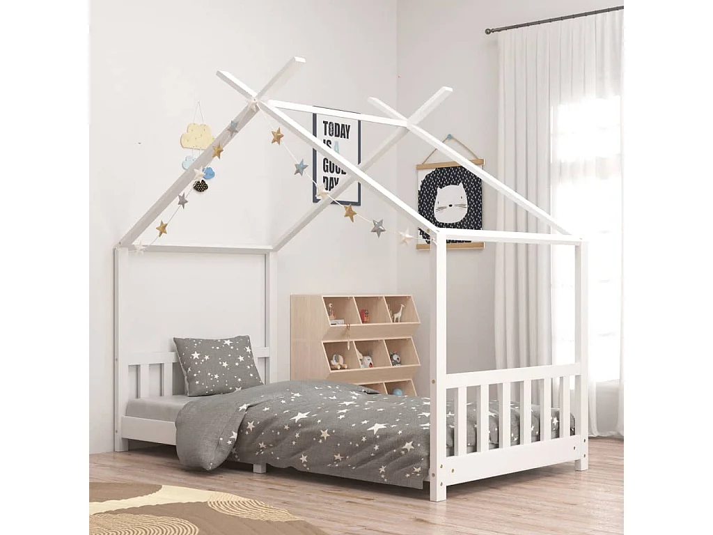 Struttura letto per bambini Bianco Legno massello di pino 90 x 200 cm