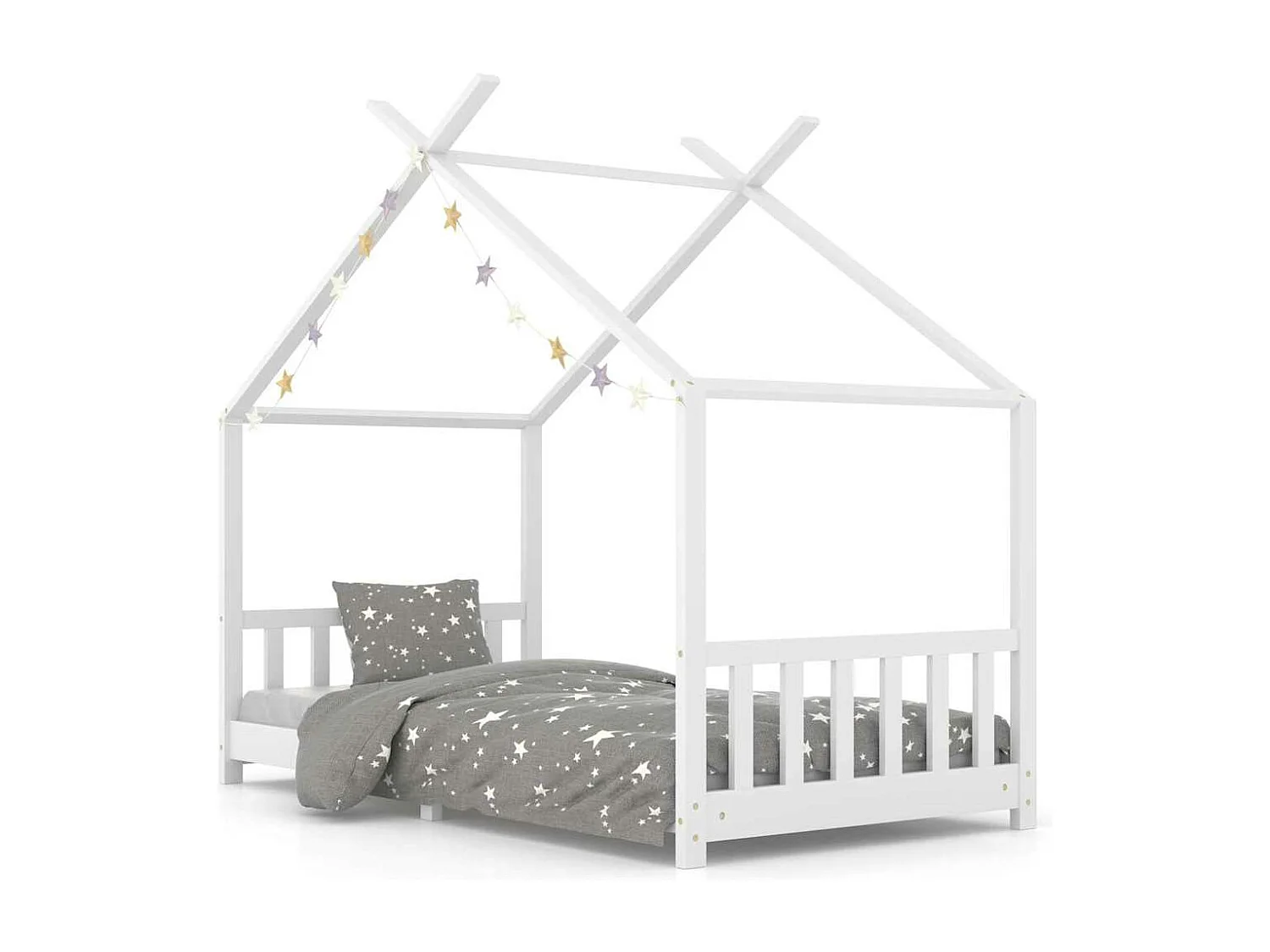 Struttura letto per bambini Bianco Legno massello di pino 90 x 200 cm