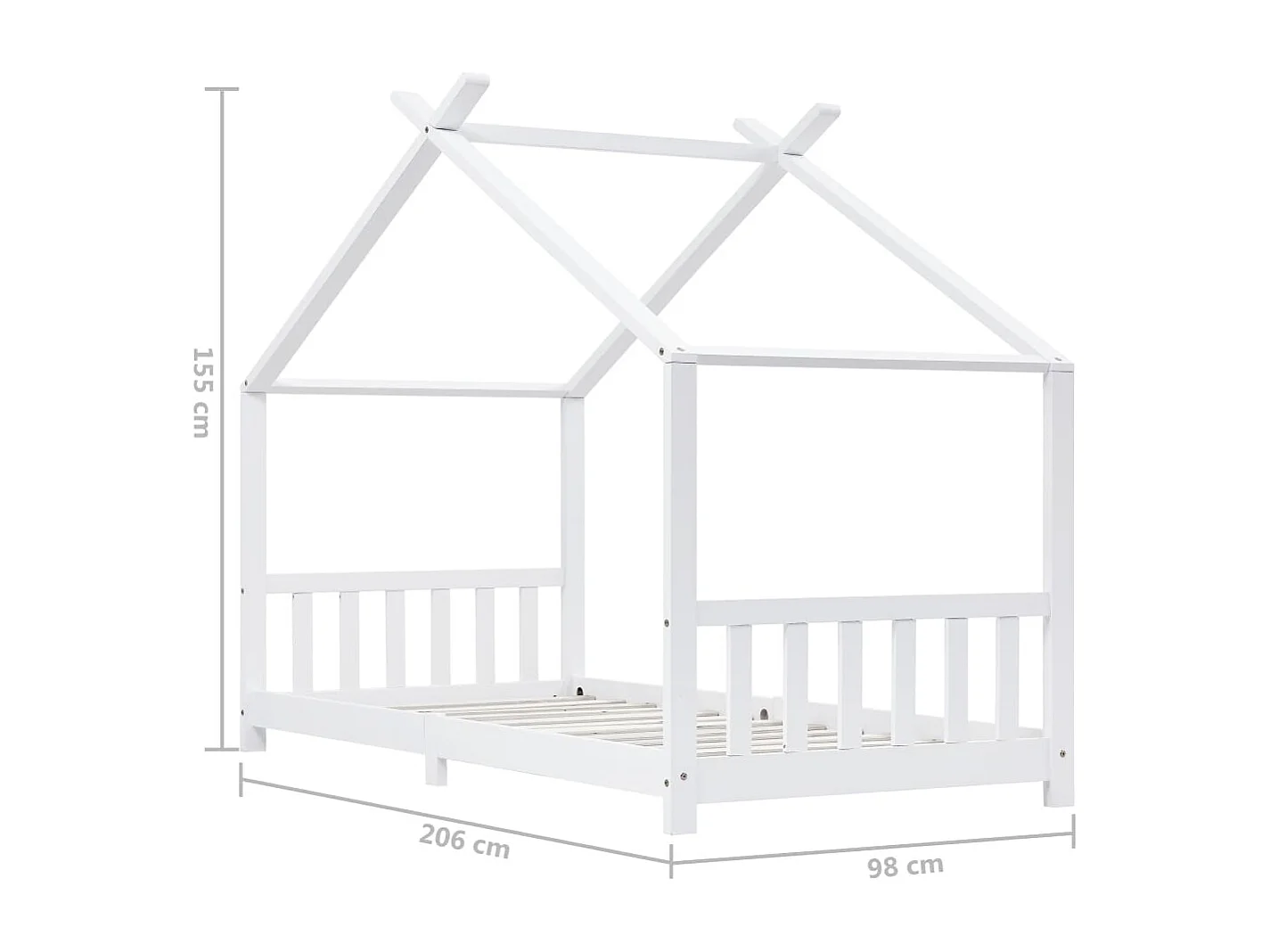 Struttura letto per bambini Bianco Legno massello di pino 90 x 200 cm