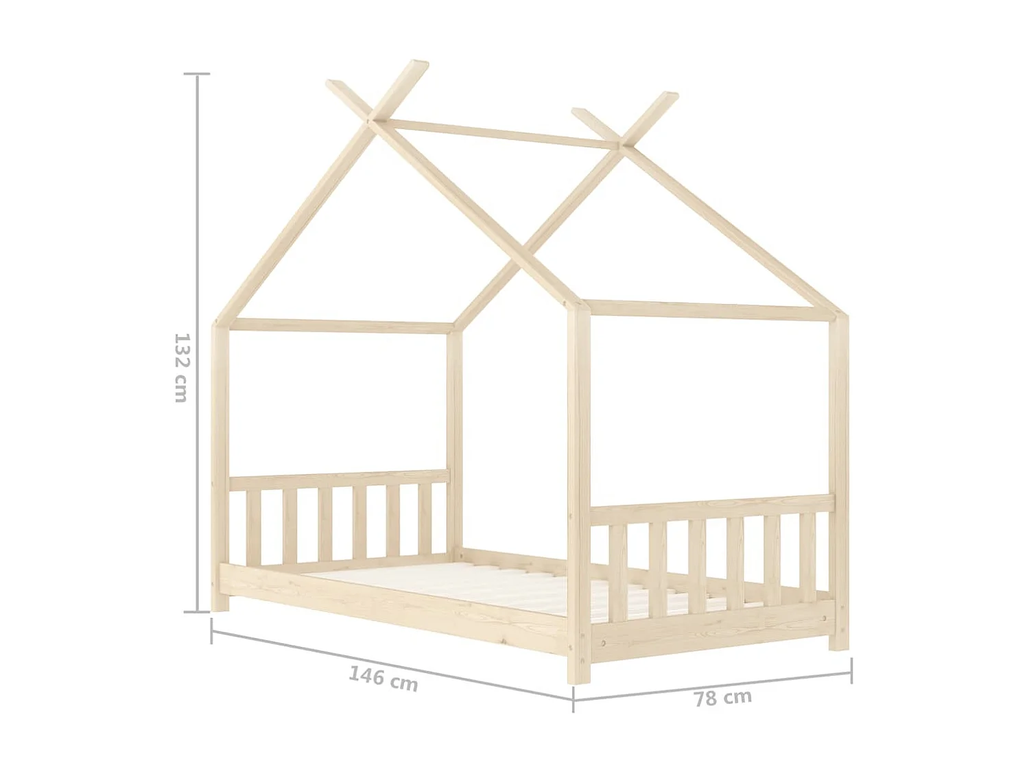 Struttura letto per bambini Legno di pino massiccio 70x140 cm