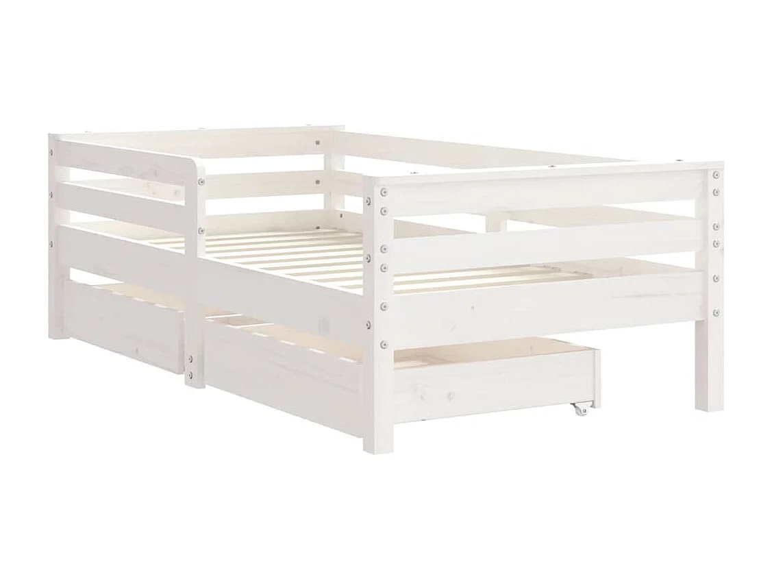 Struttura letto per bambini con cassetti bianco 70x140 cm in legno massello di pino