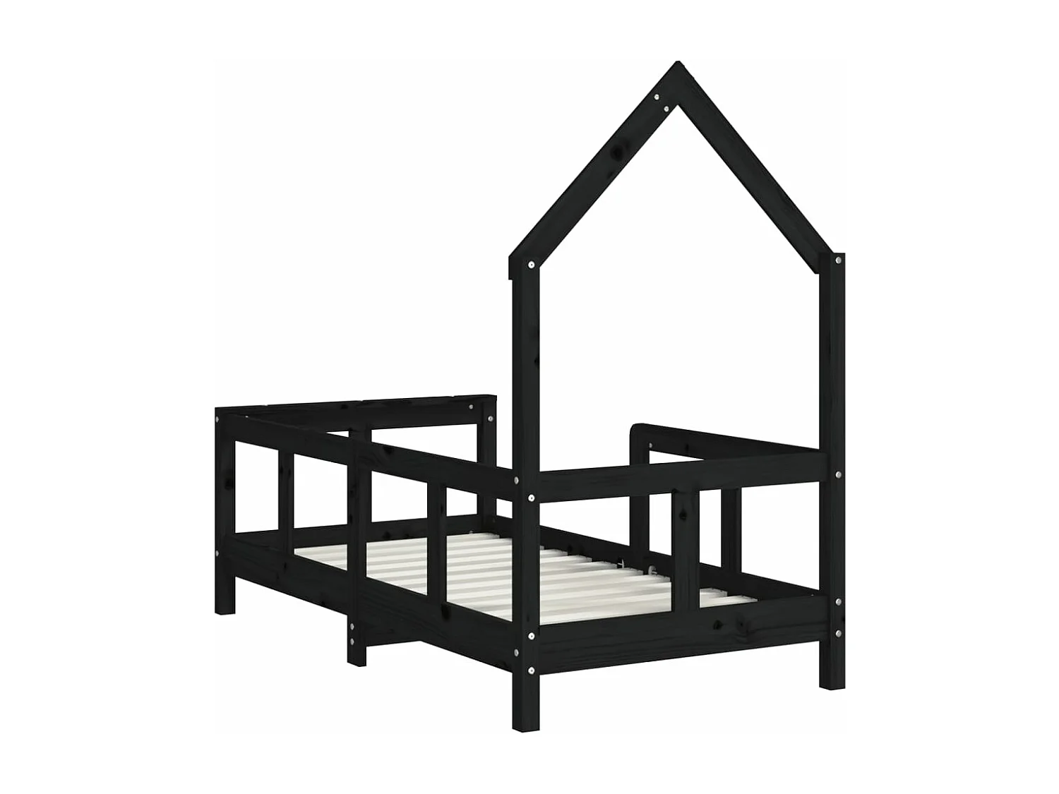 Cadre de lit pour enfant noir 70x140 cm bois de pin massif