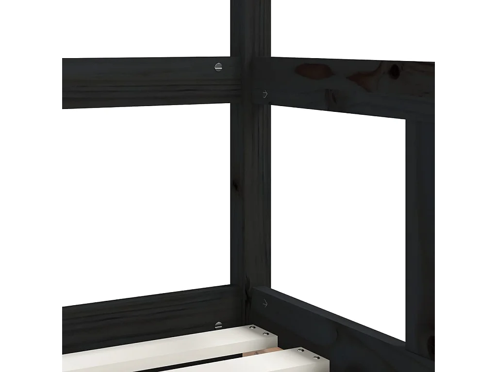 Cadre de lit pour enfant noir 70x140 cm bois de pin massif