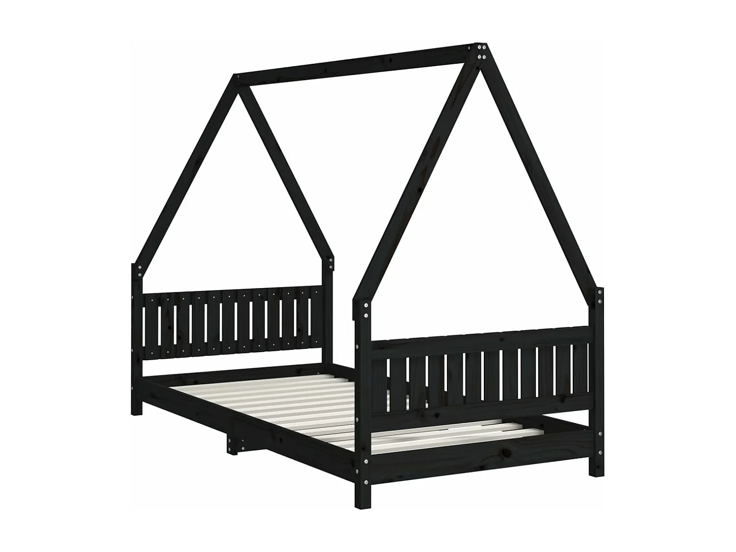 Struttura letto per bambini nera 90x190 cm in legno di pino massiccio