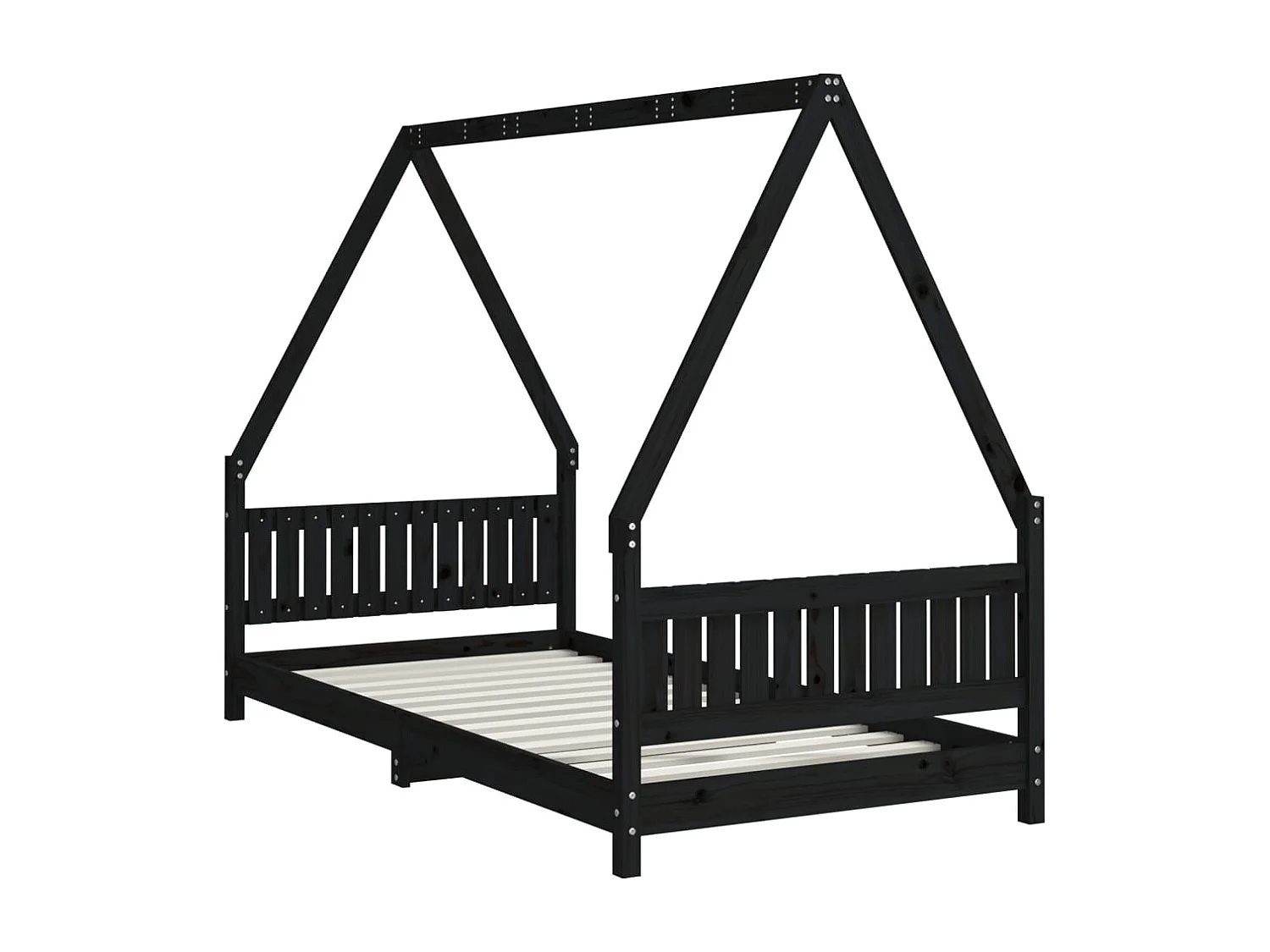 Struttura letto per bambini nera 90x190 cm in legno di pino massiccio