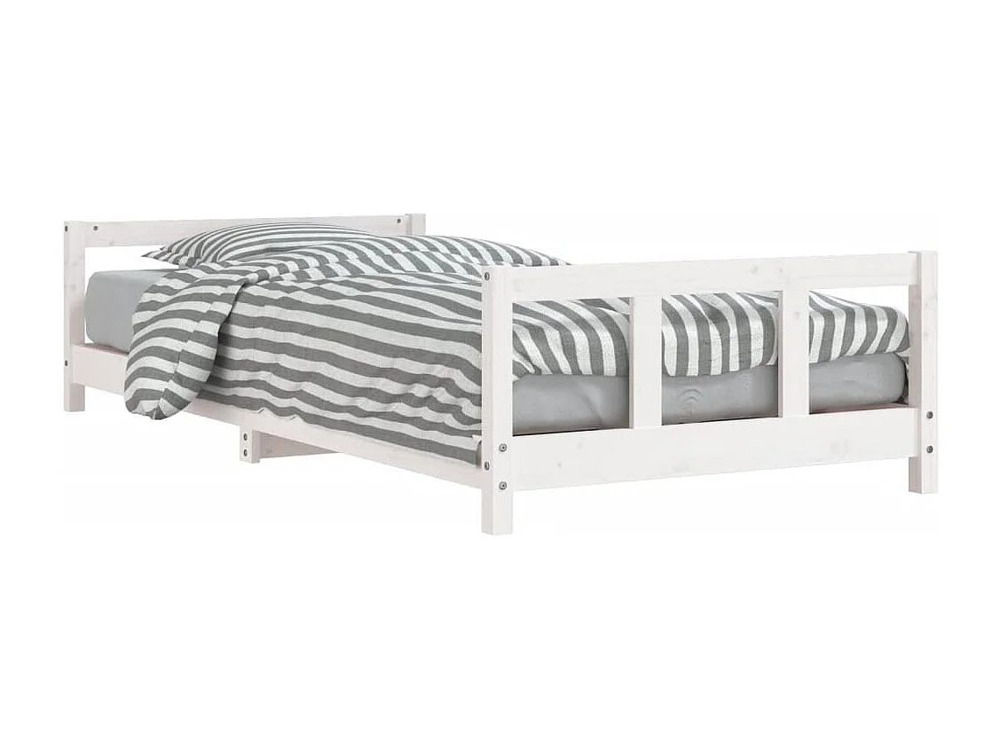 Cadre de lit pour enfants blanc 90x200 cm bois de pin massif