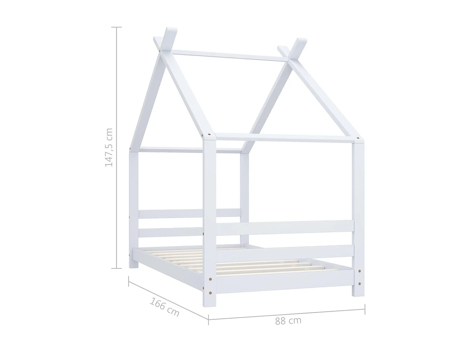 Estructura de cama infantil Blanco Madera maciza de pino 80x160 cm
