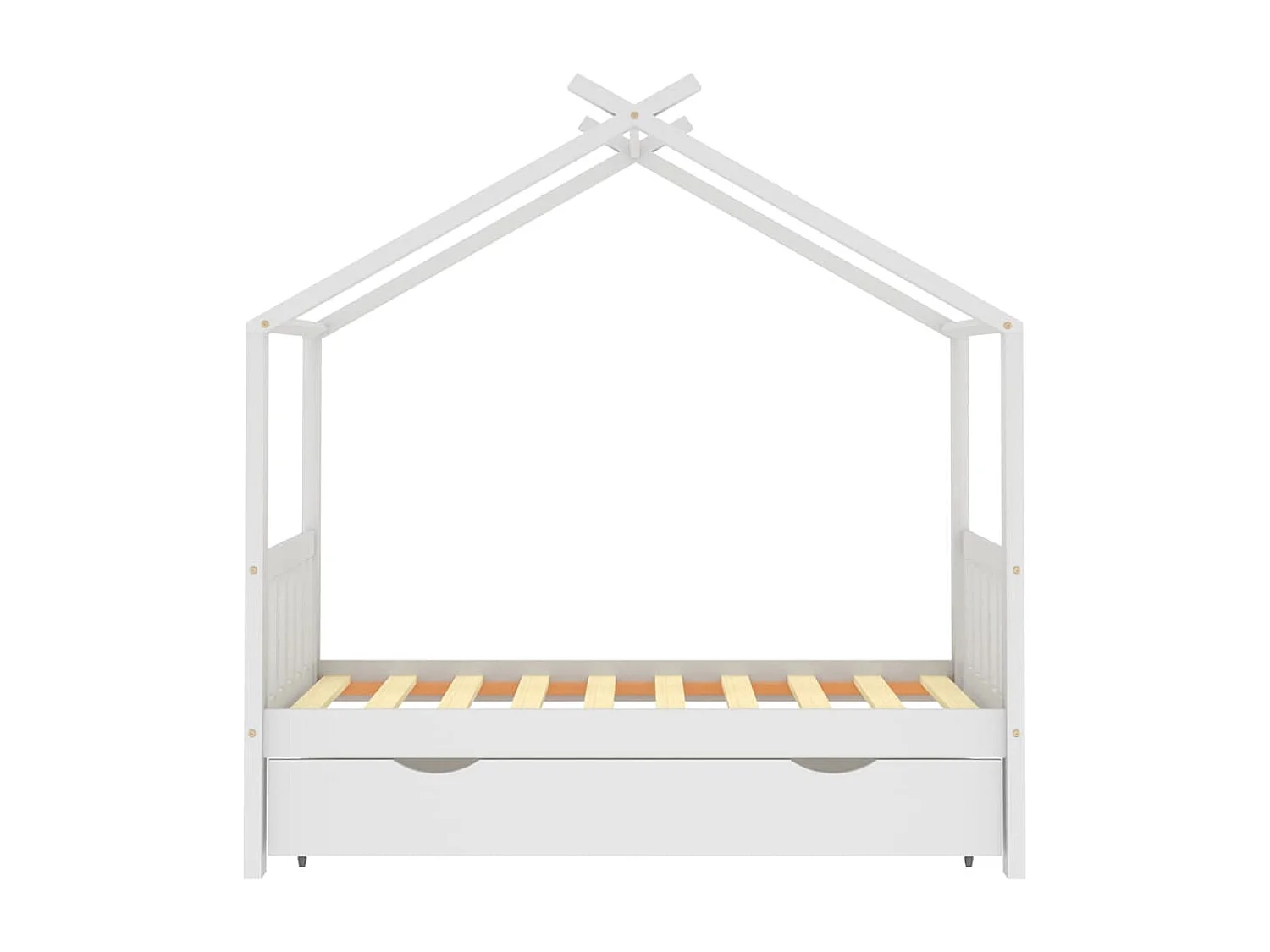 Estructura de cama infantil con cajón blanco, pino macizo 80x160 cm