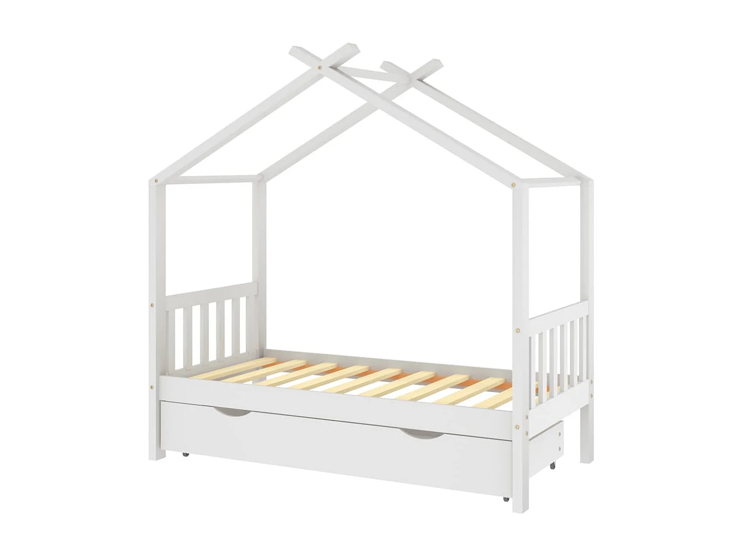 Struttura letto per bambini con cassetto bianco, pino massiccio 80x160 cm