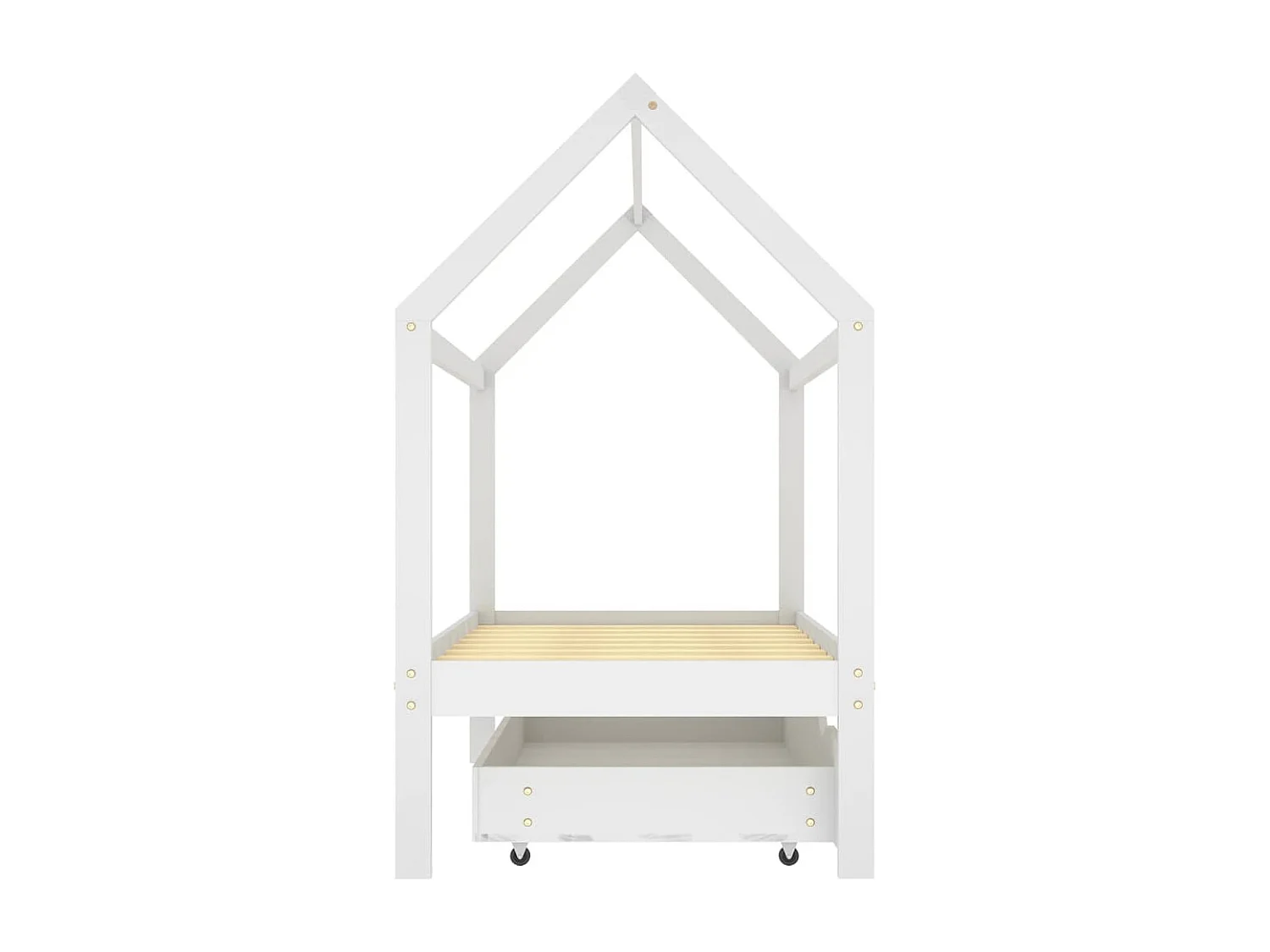 Estructura de cama infantil con cajón madera maciza de pino blanco 80x160 cm