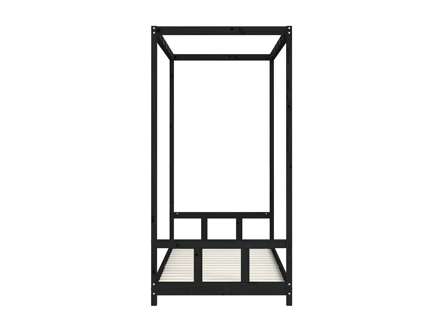 Estructura de cama infantil negra 90x200 cm de madera maciza de pino