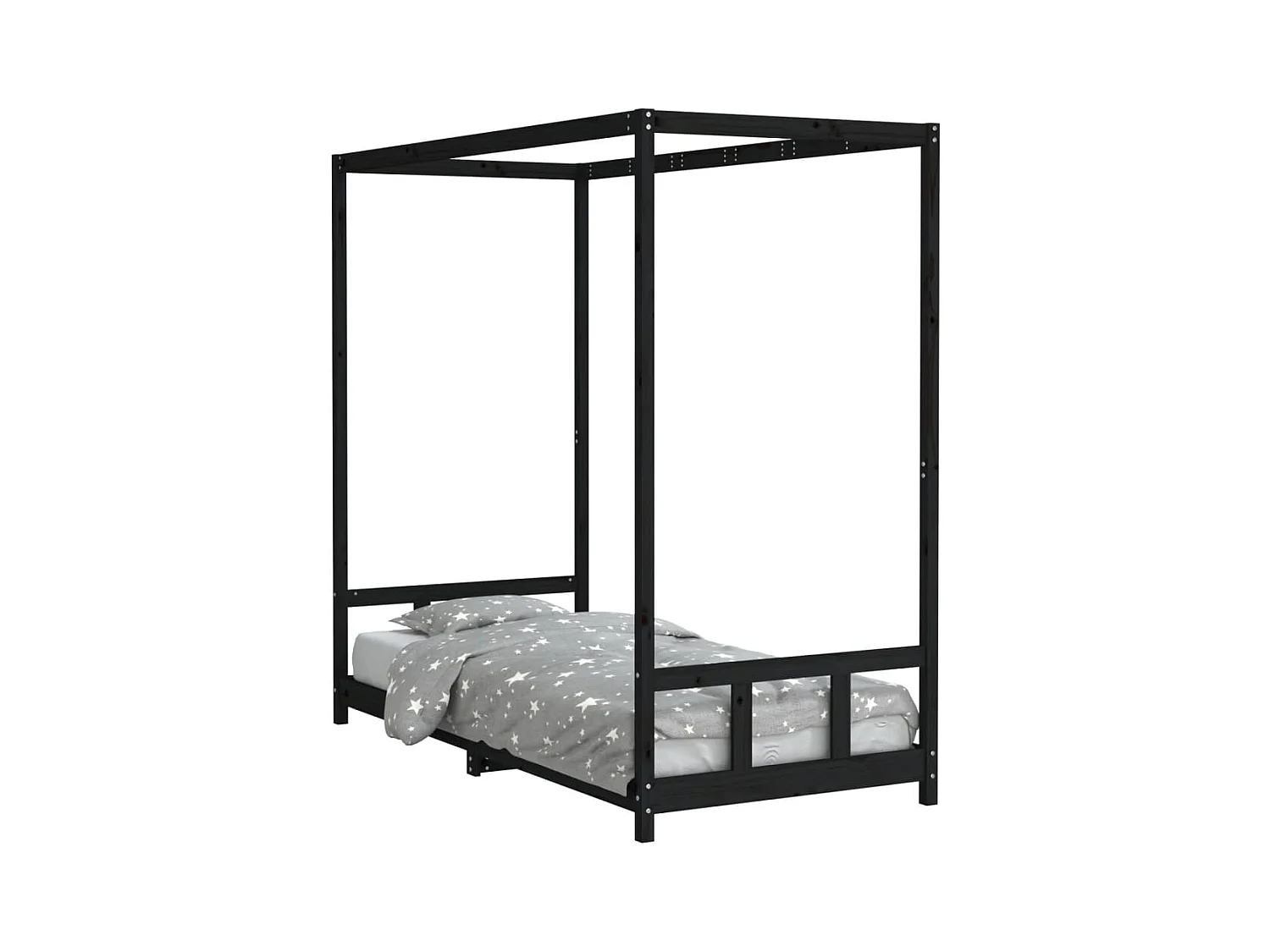 Cadre de lit pour enfants noir 90x200 cm bois de pin massif