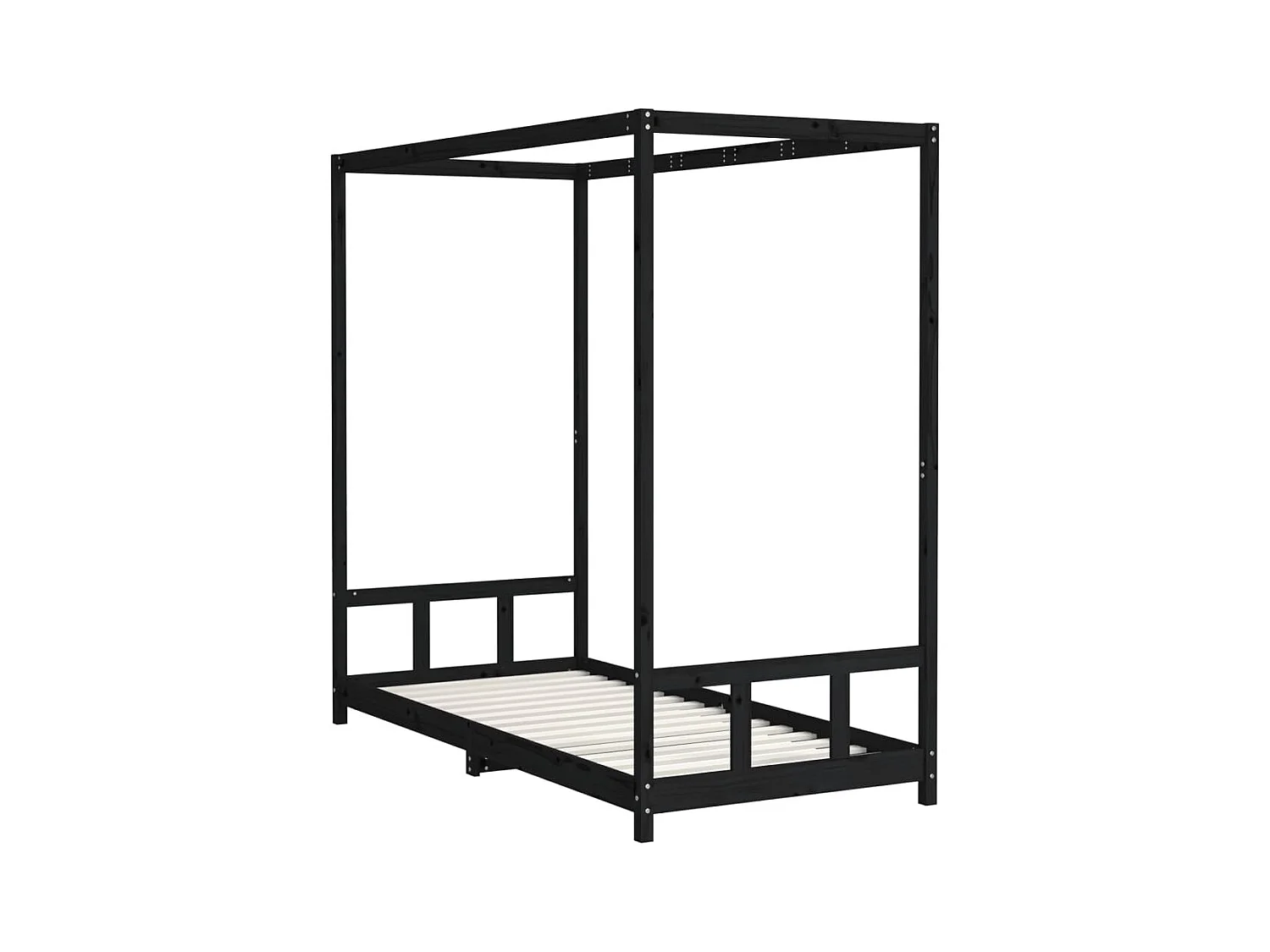 Cadre de lit pour enfants noir 90x200 cm bois de pin massif