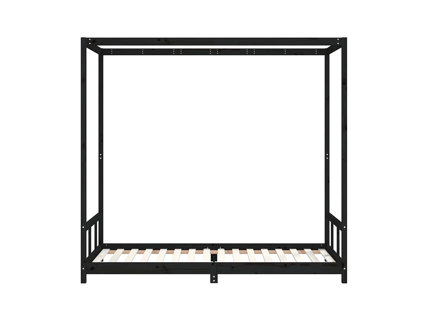 Cadre de lit pour enfants noir 90x200 cm bois de pin massif