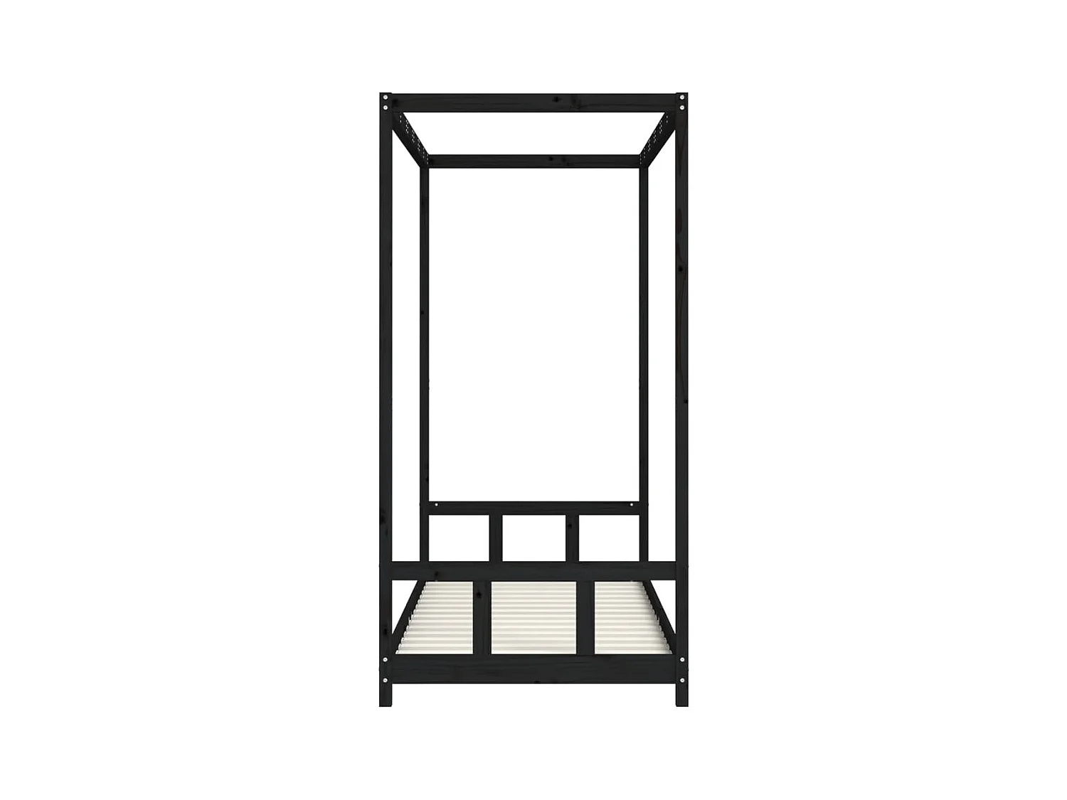 Cadre de lit pour enfants noir 90x200 cm bois de pin massif
