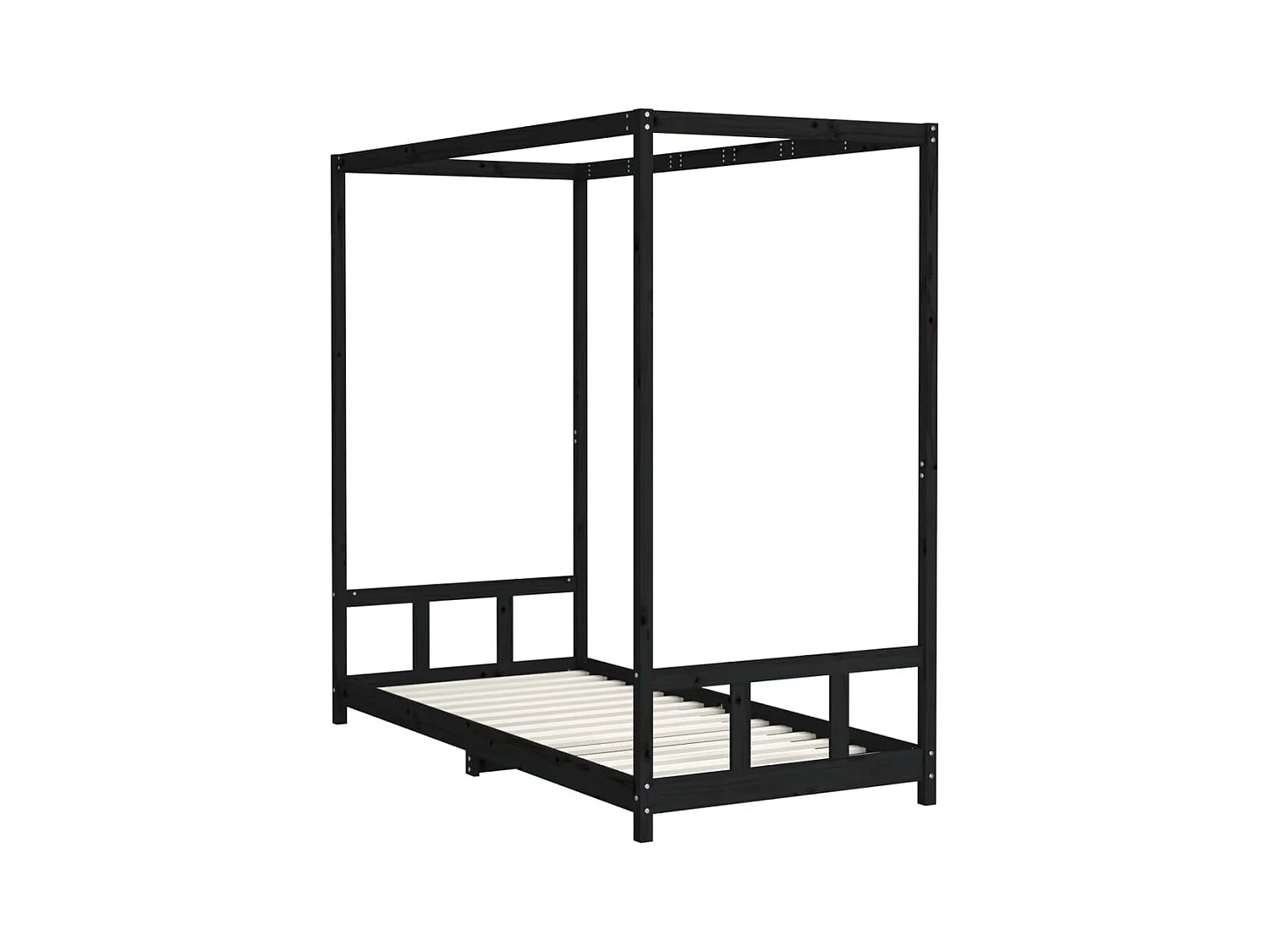 Cadre de lit pour enfants noir 90x200 cm bois de pin massif