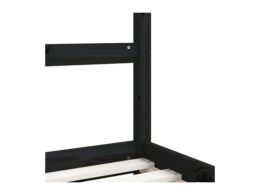 Cadre de lit pour enfants noir 90x200 cm bois de pin massif