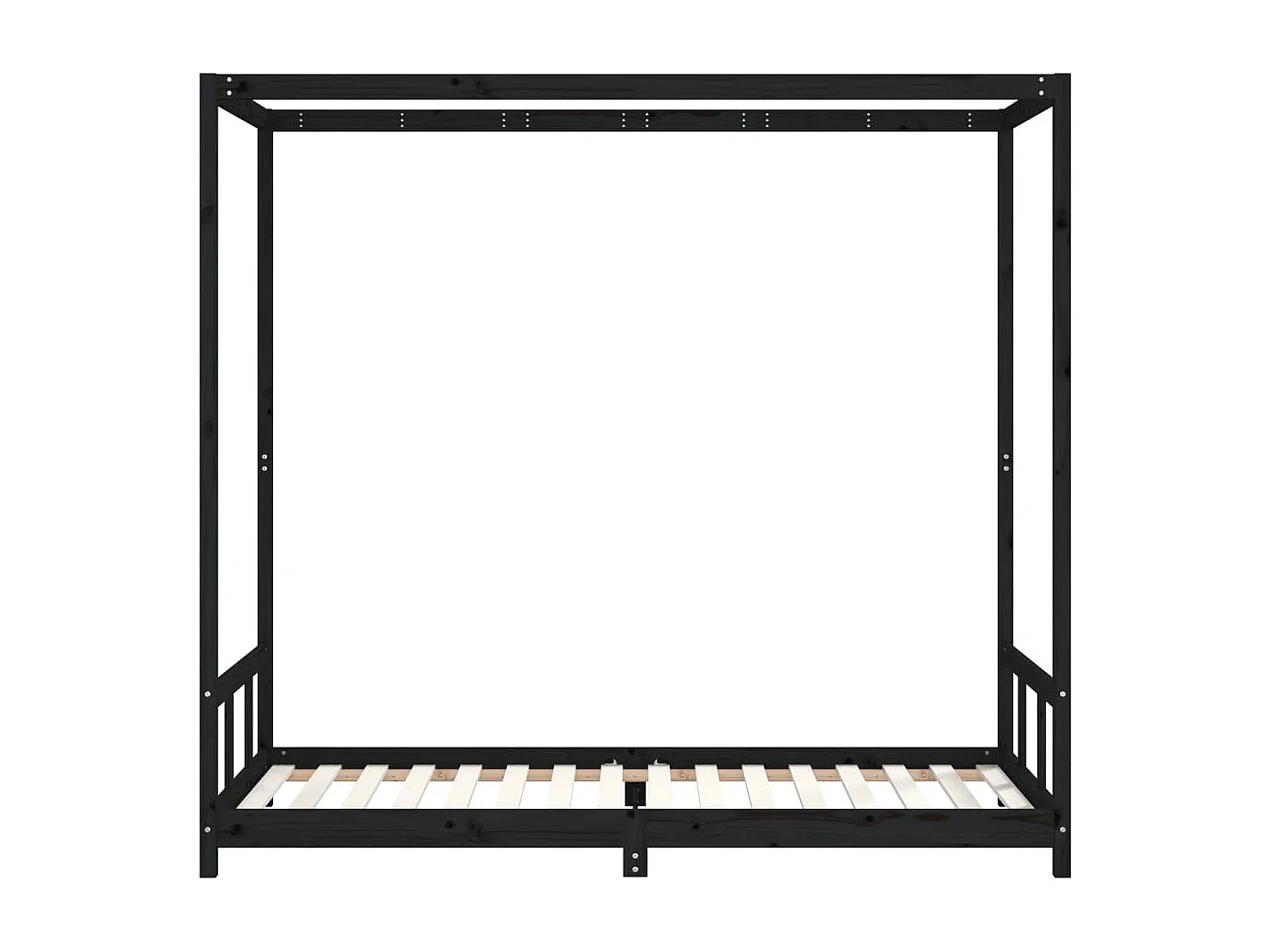 Cadre de lit pour enfants noir 90x200 cm bois de pin massif