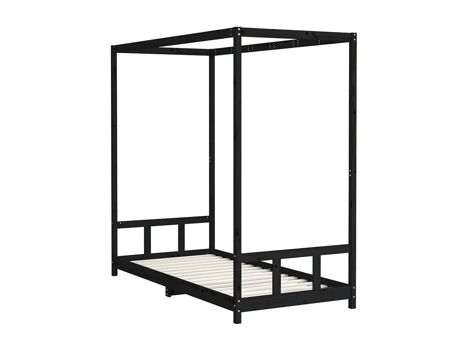 Cadre de lit pour enfants noir 90x200 cm bois de pin massif