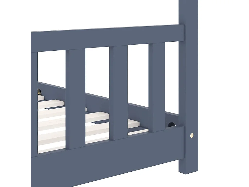 Estructura de cama infantil Gris Madera maciza de pino 90 x 200 cm