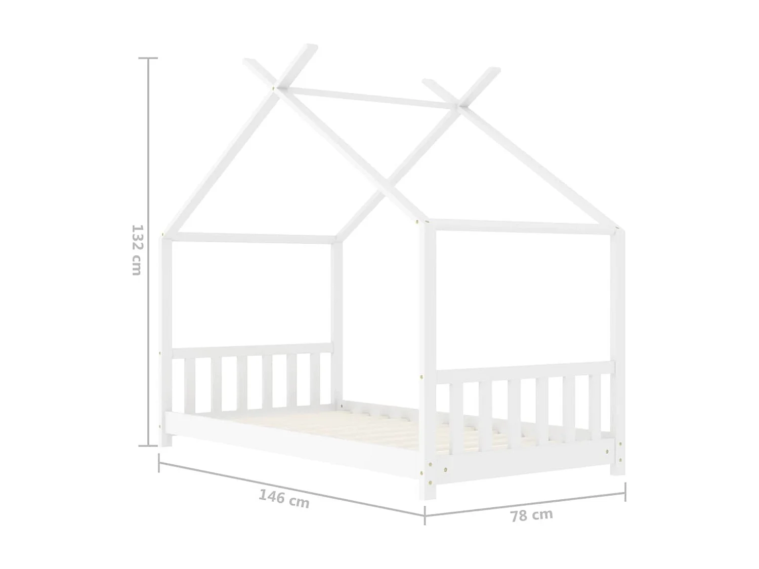 Kinderbettgestell Weiß Massives Kiefernholz 70x140 cm