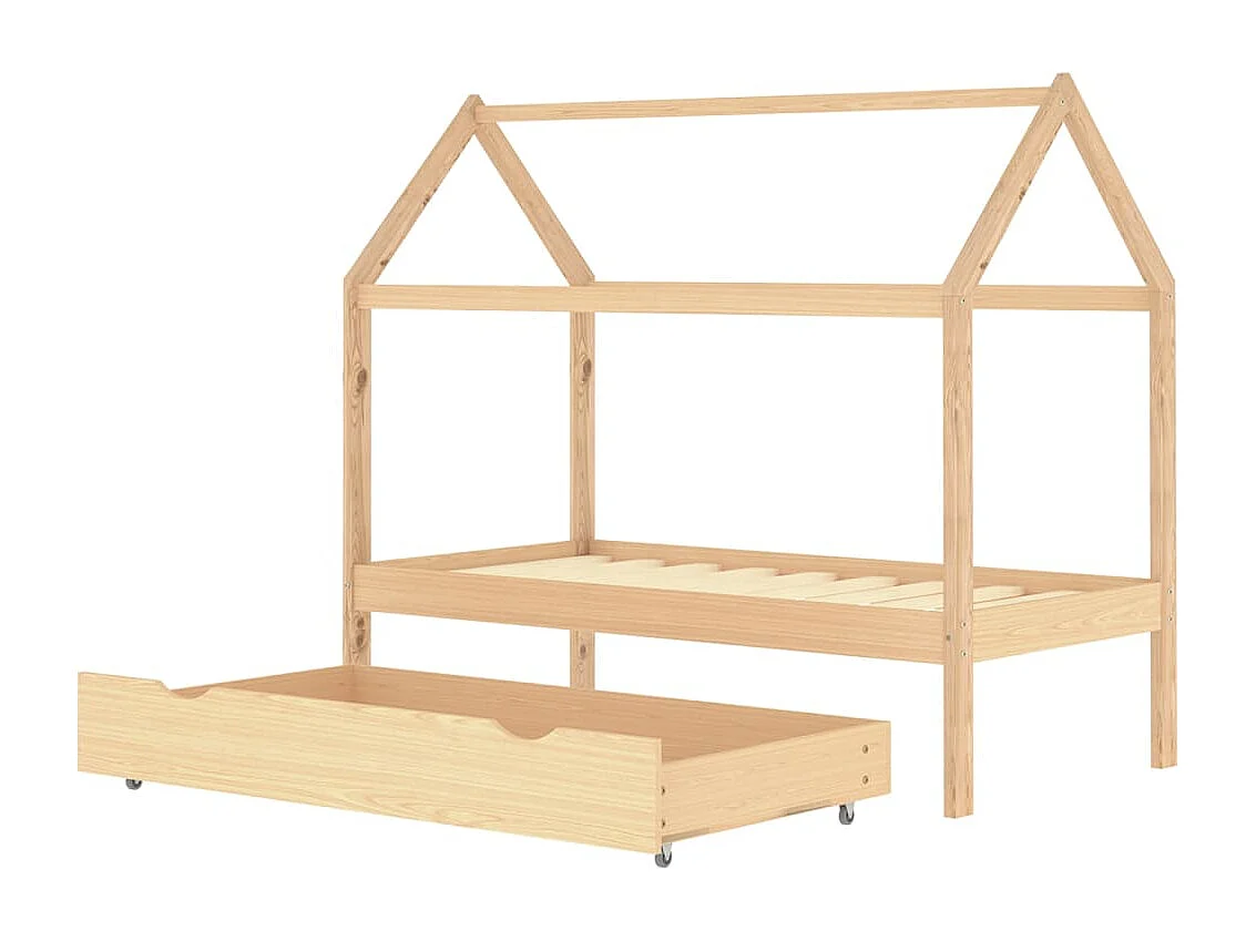 Cadre de lit pour enfant et un tiroir bois pin massif 80x160 cm