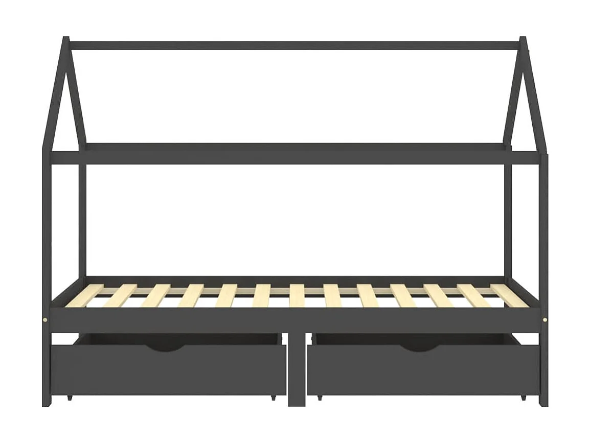 Estructura de cama infantil con cajones Pino gris oscuro 90x200 cm