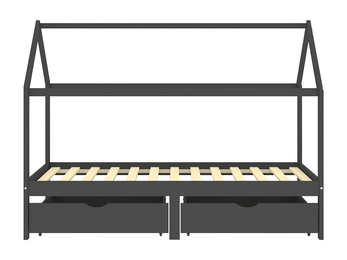 Estructura de cama infantil con cajones Pino gris oscuro 90x200 cm