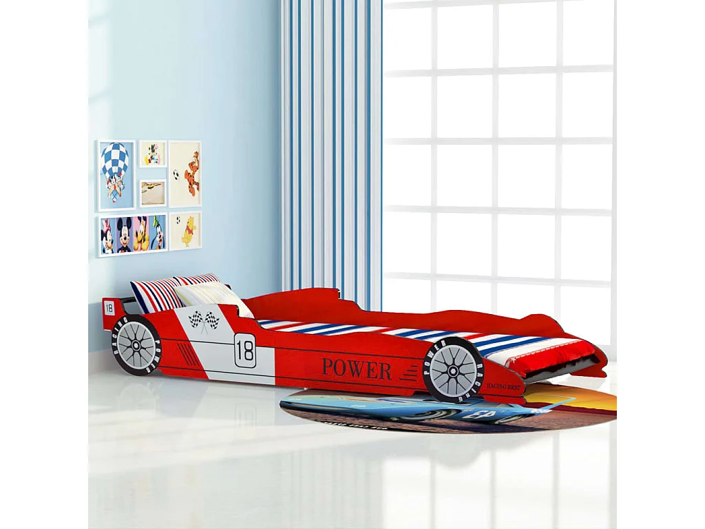 Lit voiture de course pour enfants 90 x 200 cm Rouge