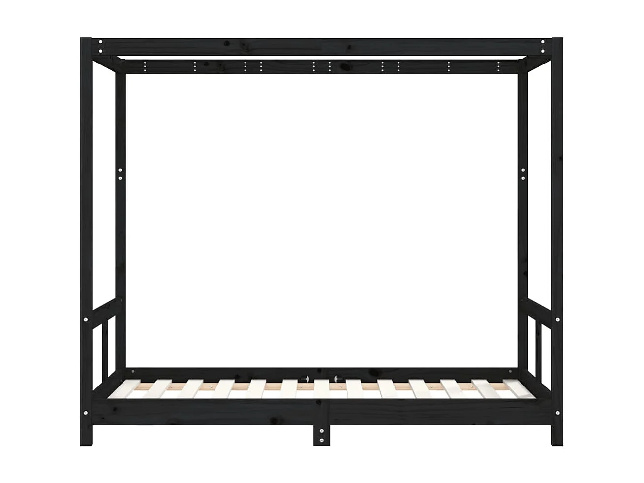 Zwart kinderbedframe 80x160 cm massief grenenhout