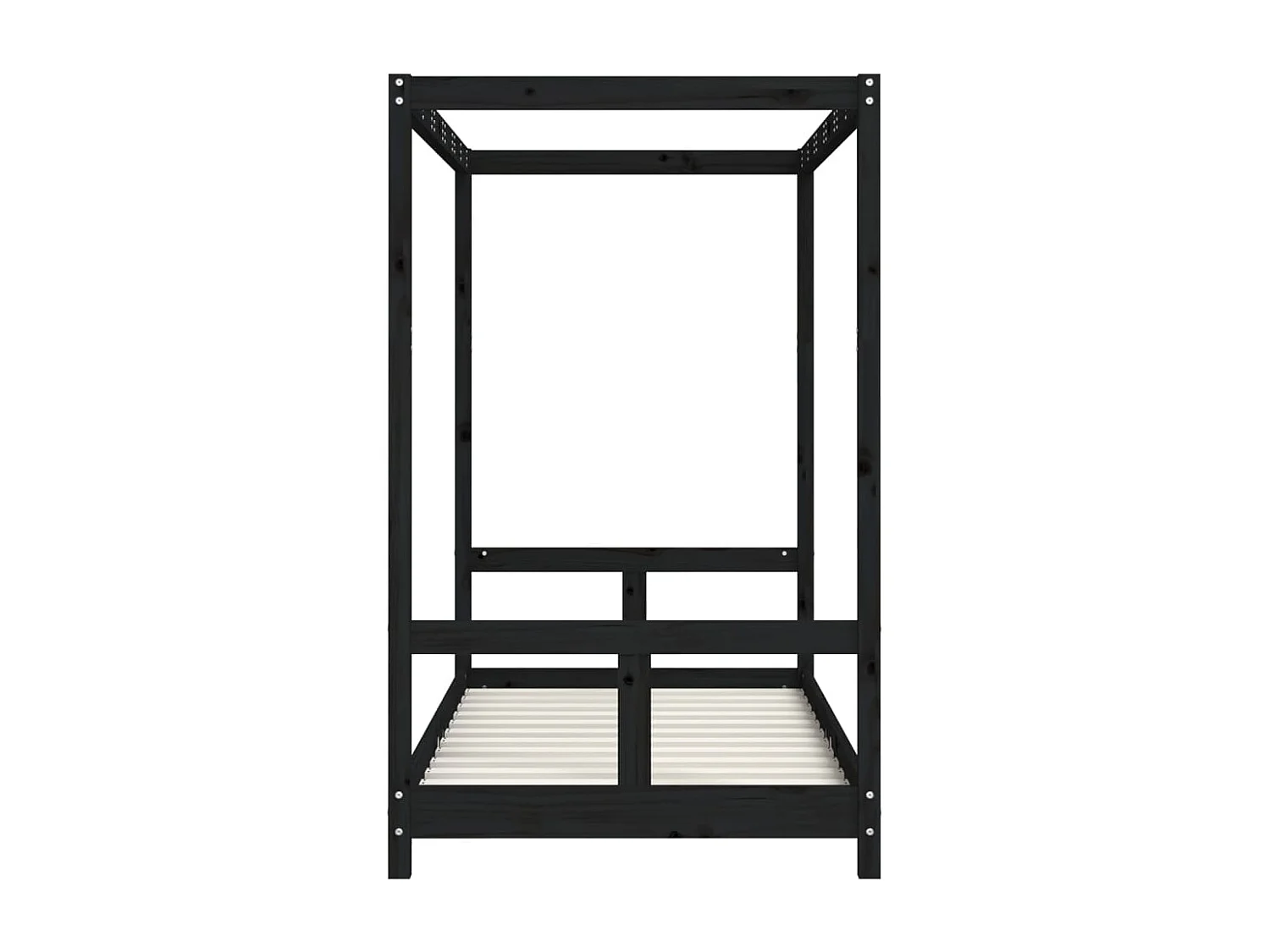 Zwart kinderbedframe 80x160 cm massief grenenhout