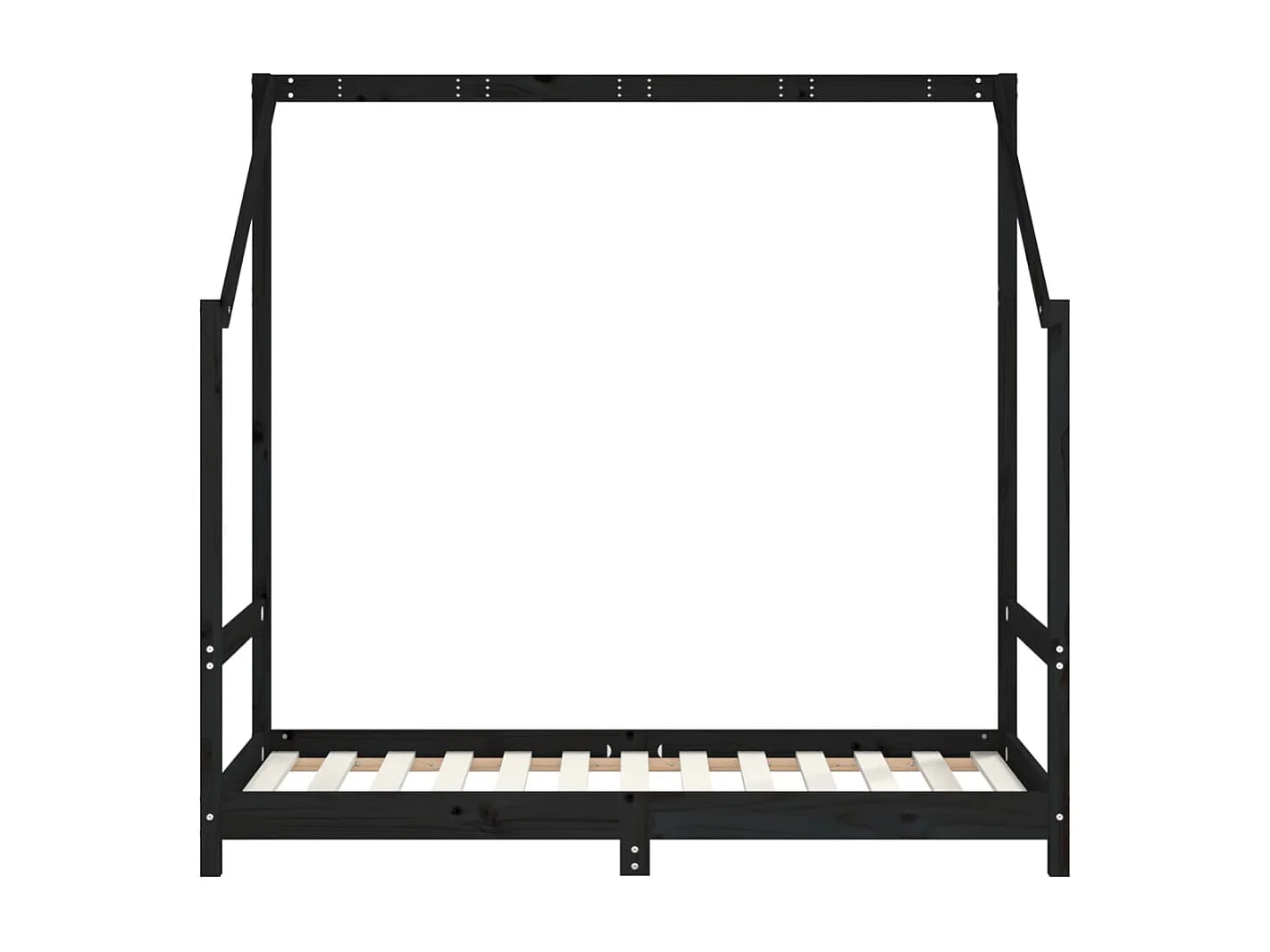Estrutura de cama infantil preta 80x160 cm em madeira maciça de pinho