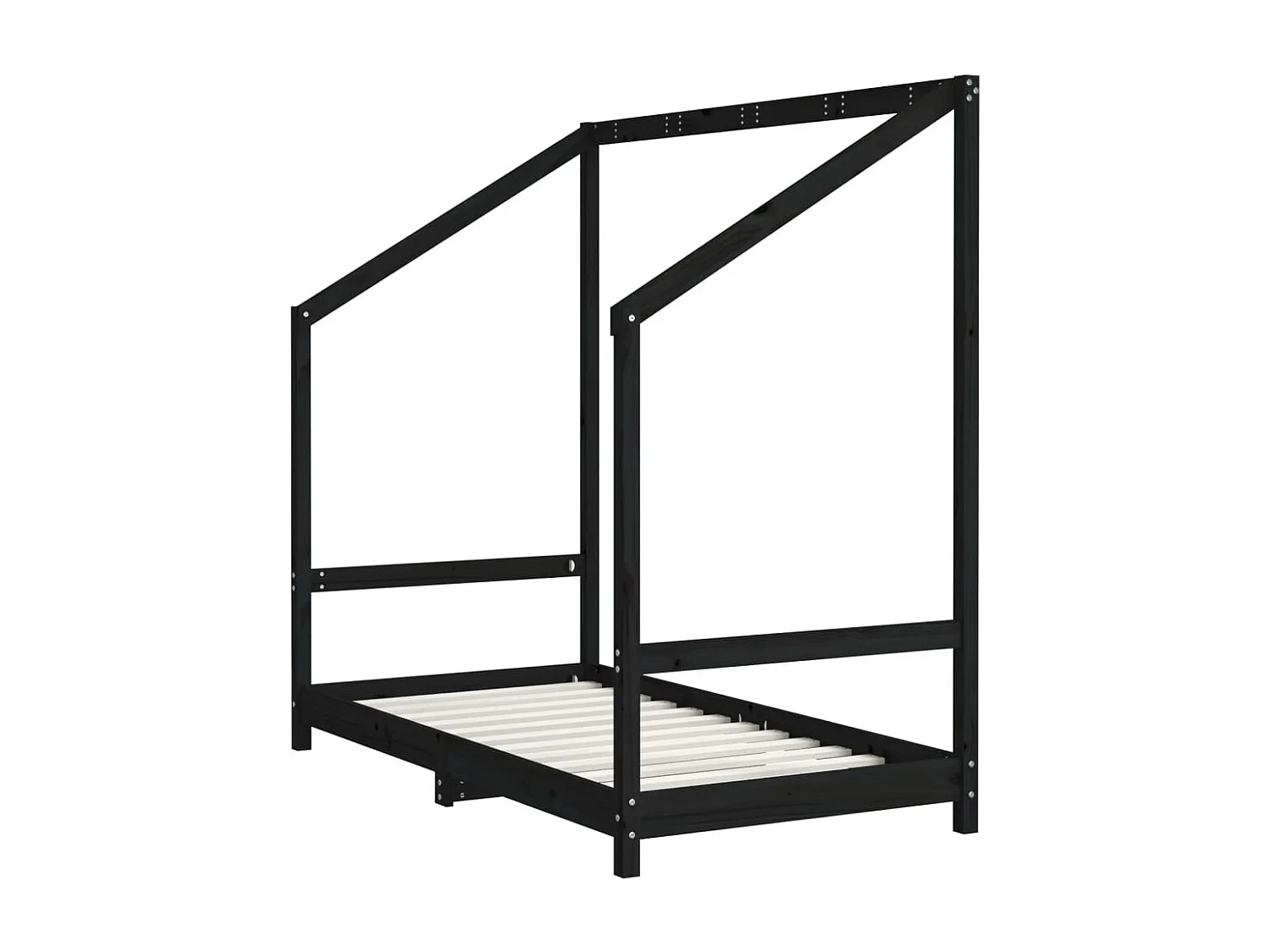 Cadre de lit pour enfant noir 80x160 cm bois de pin massif