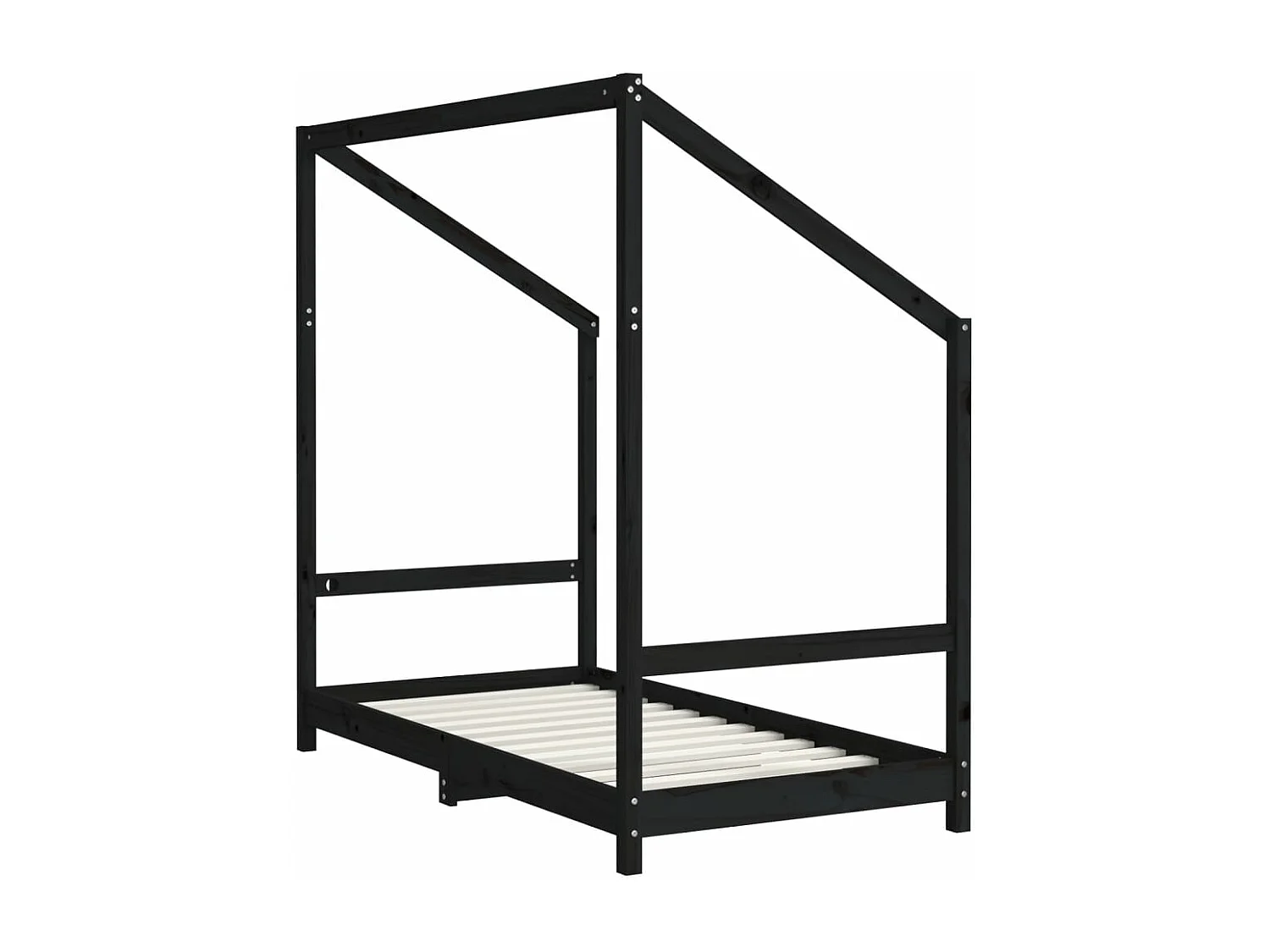 Cadre de lit pour enfant noir 80x160 cm bois de pin massif