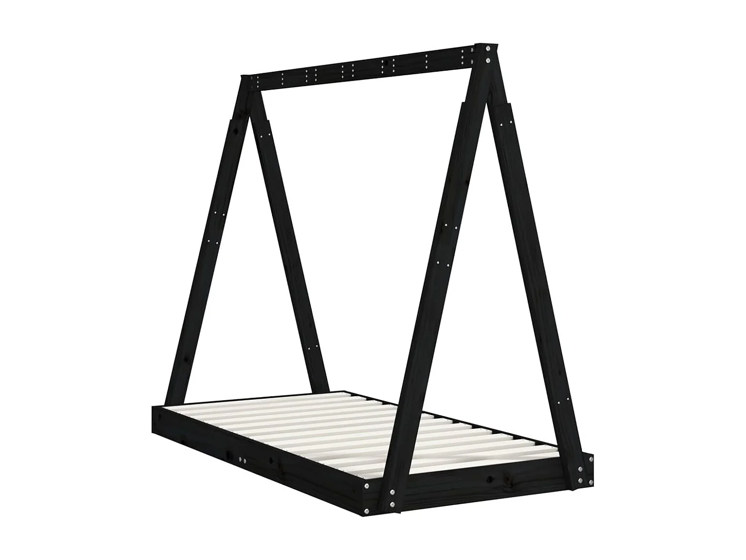 Struttura letto per bambini nera 70x140 cm in legno di pino massiccio