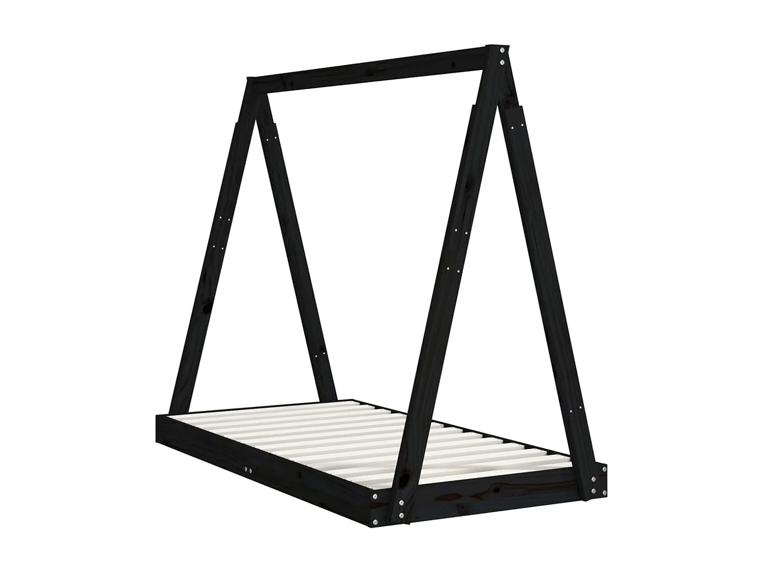 Struttura letto per bambini nera 70x140 cm in legno di pino massiccio