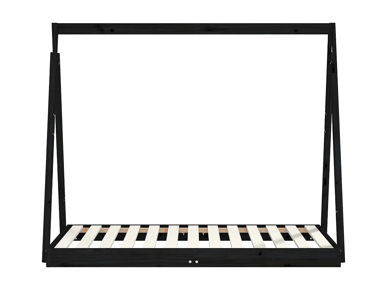 Struttura letto per bambini nera 70x140 cm in legno di pino massiccio