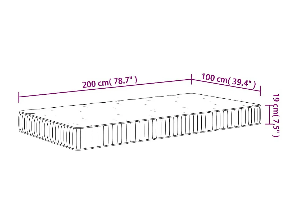 Matelas à ressorts ensachés moyen 100x200 cm