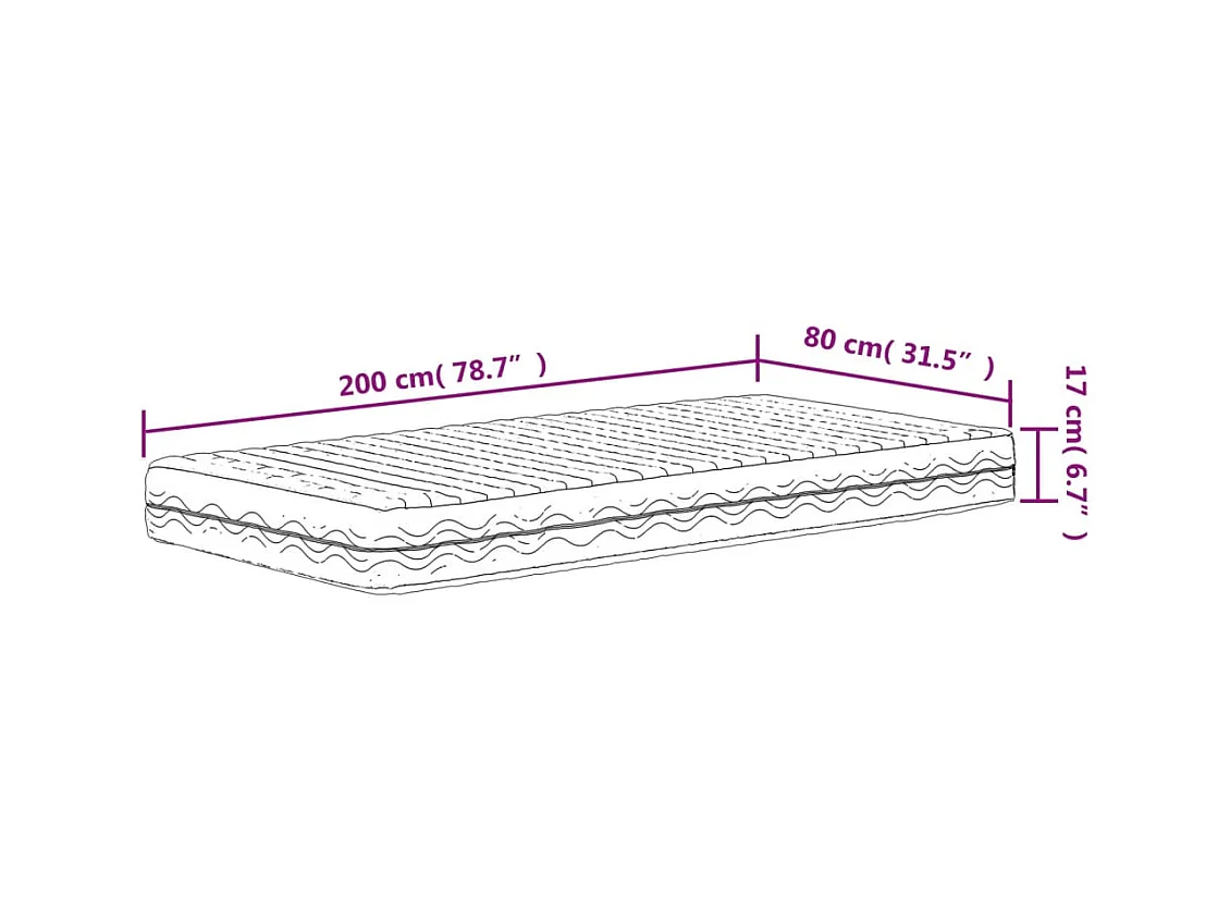 Colchón de espuma blanco 80x200 cm dureza H2 H3