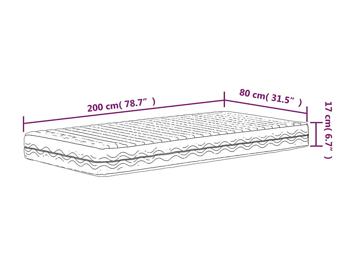 Matelas en mousse blanc 80x200 cm dureté H2 H3