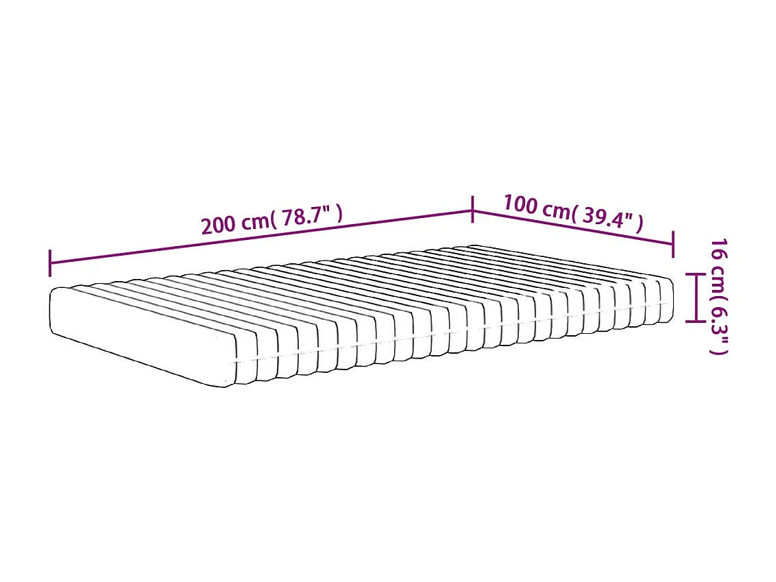 Matelas en mousse moyennement doux 100x200 cm