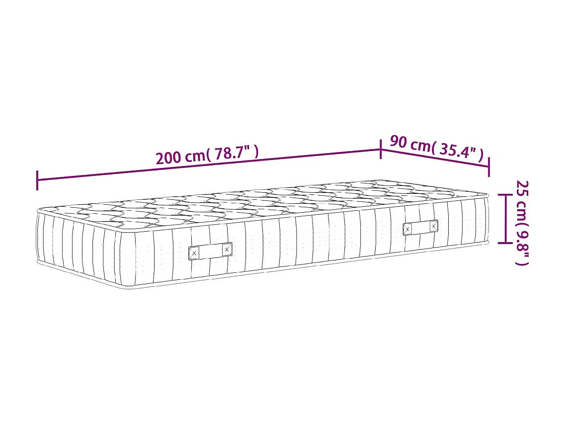 Matelas à ressorts ensachés dureté moyenne 90x200 cm