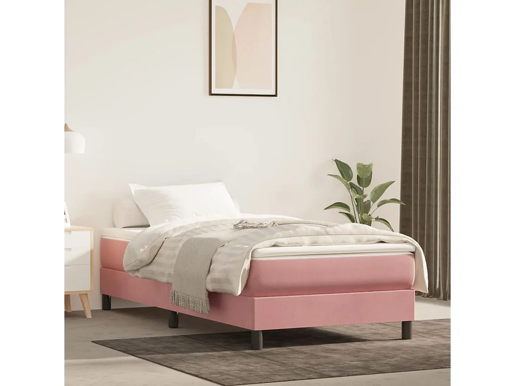 Matelas à ressorts ensachés pour enfants rose 80x160 cm velours