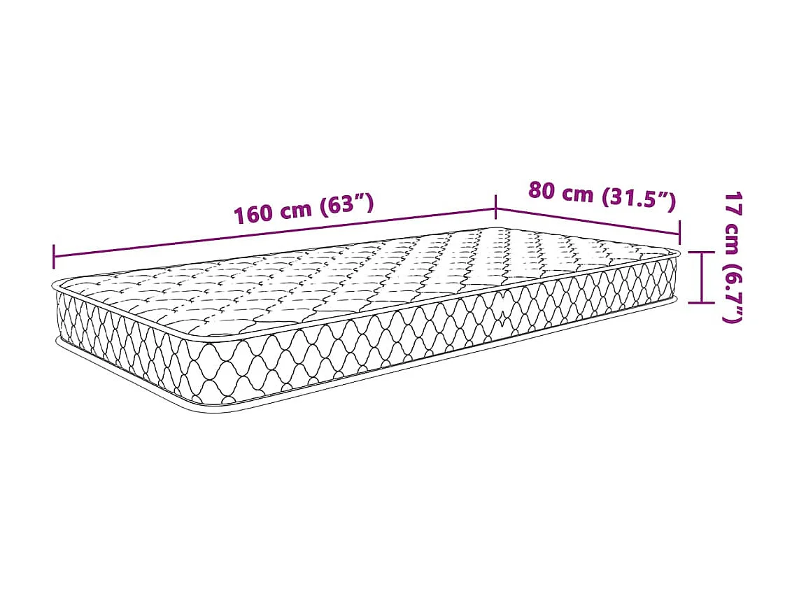 Matelas en mousse à mémoire de forme blanc 80x160x17 cm