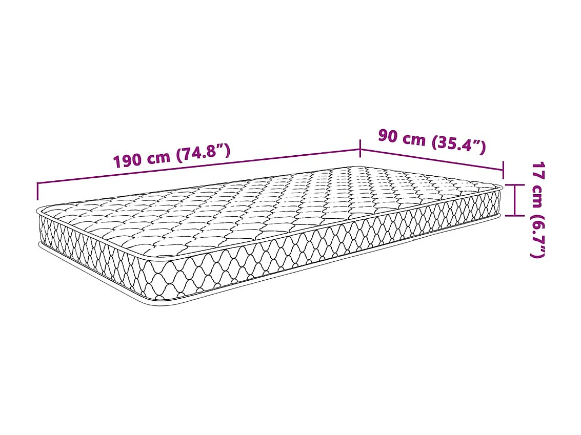 Matelas en mousse à mémoire de forme blanc 90x190x17 cm