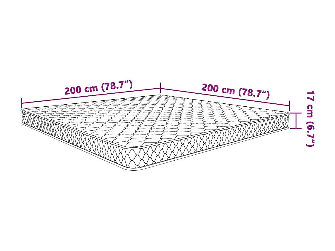 Matelas en mousse à mémoire de forme blanc 200x200x17 cm
