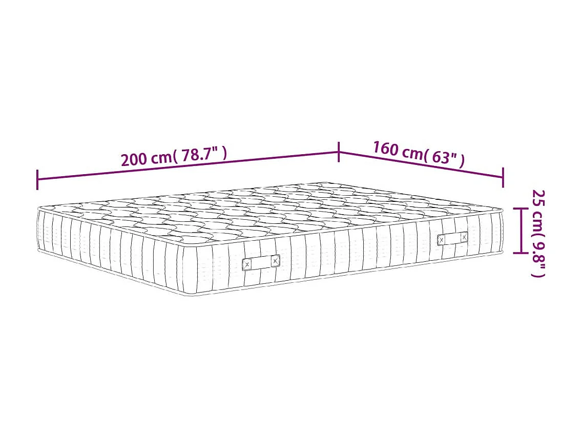 Matelas à ressorts ensachés dureté moyenne 160x200 cm
