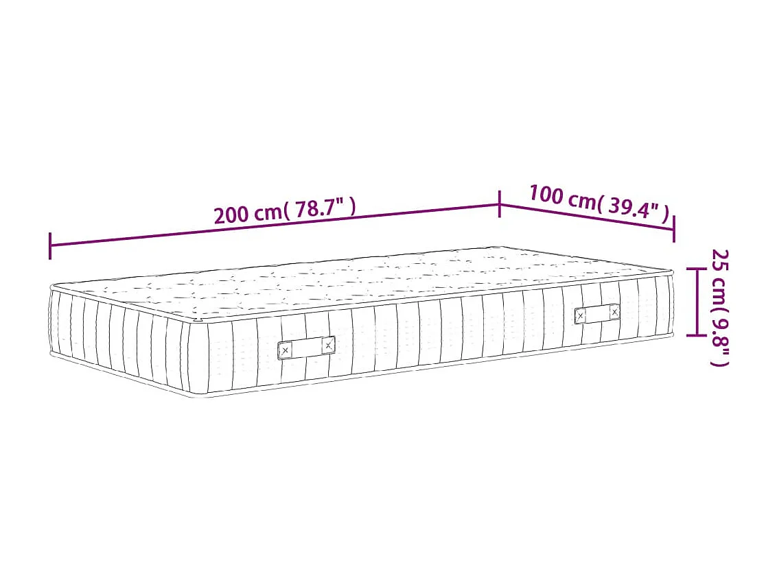 Colchão de molas ensacadas de dureza média 100x200 cm